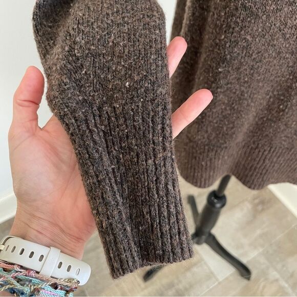 Mock Neck Knit Sweater XS Chocolate Brown Turtleneck Classic Mature Clean Girl - Picture 7 of 10
